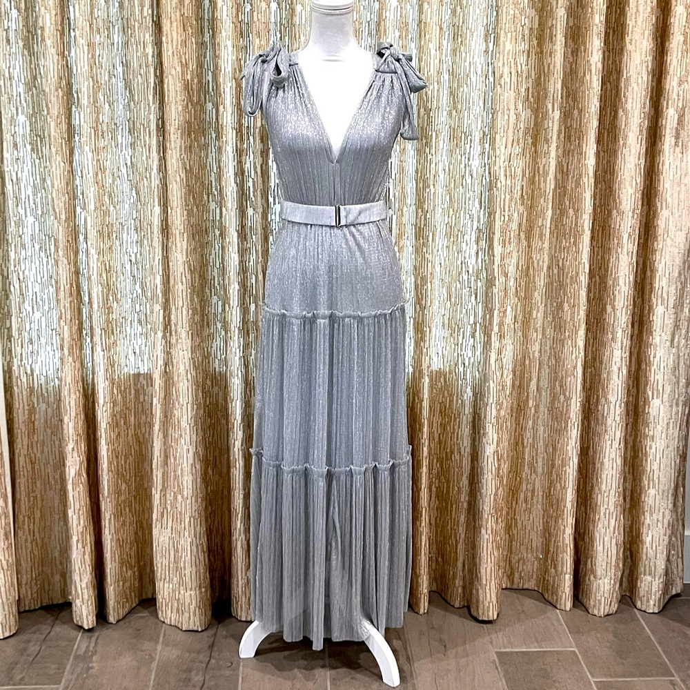 NWOT Sabina Musayev ‘Helena’ Dress in Silver Metallic